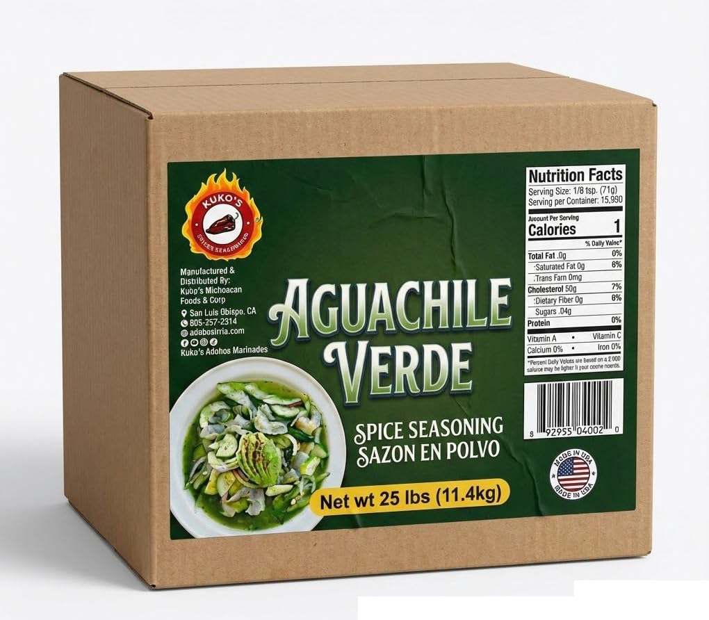 Aguachile Verde Seasoning Powder (8oz) - Authentic Mexican green Chili & Lime Spice Mix - Instant Marinade for Shrimp, Seafood, & Tostadas - Sazón