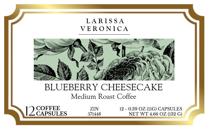 Blueberry Cheesecake Medium Roast Coffee (Single Serve K-Cup Pods) (Gourmet, Naturally Flavored, Whole Coffee Beans) (12 pods, ZIN: 571448)