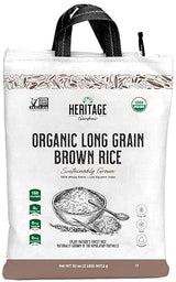 Heritage Gardens Organic Long Grain Brown Rice 32 oz (2 lb) - Whole Grain, Non-GMO, Gluten Free, Low-Arsenic, High Fiber - Himalayan Grown Everyday Brown Rice