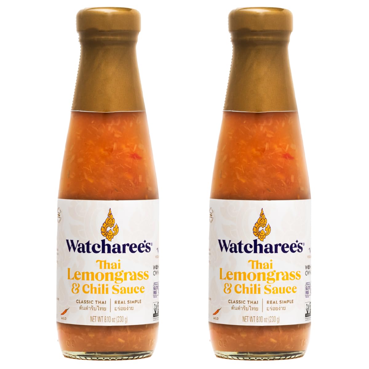 Watcharee's Thai Lemongrass Chili Sauce, Gluten Free, Vegan, Authentic Stir Fry, Dressing, Rice Seasoning, Condiment & Dipping Sauce - 8.1 oz Bottle
