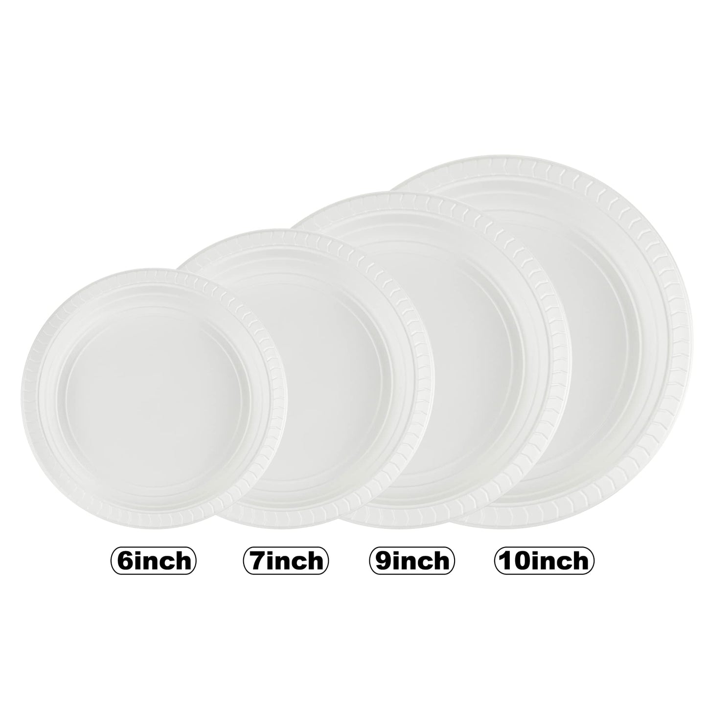 Blue Sky 9 Inch White Plastic Plates - [100 Count] Disposable Plastic Plates, Microwave Safe, Perfect for Birthday Parties, Weddings, Banquets