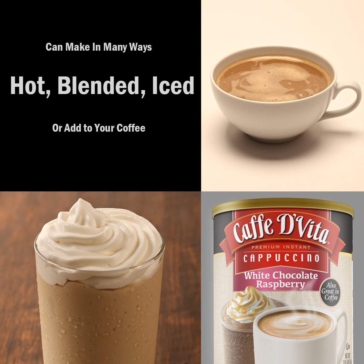 Caffe D'Vita White Chocolate Raspberry Cappuccino (16 oz)