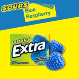 Extra, Sours Blue Raspberry Sugar Free Chewing Gum Sour Candy Fruit Gum, 15 Stick Pack, 15 Count