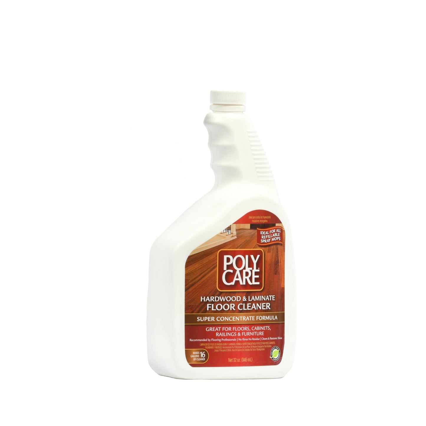 PolyCare Hardwood Floor Super Concentrate Cleaner - 32 Fl Oz - Fresh - Refill for Spray Mops and Spray Bottles - Residue-Free Floor Cleaning Solution