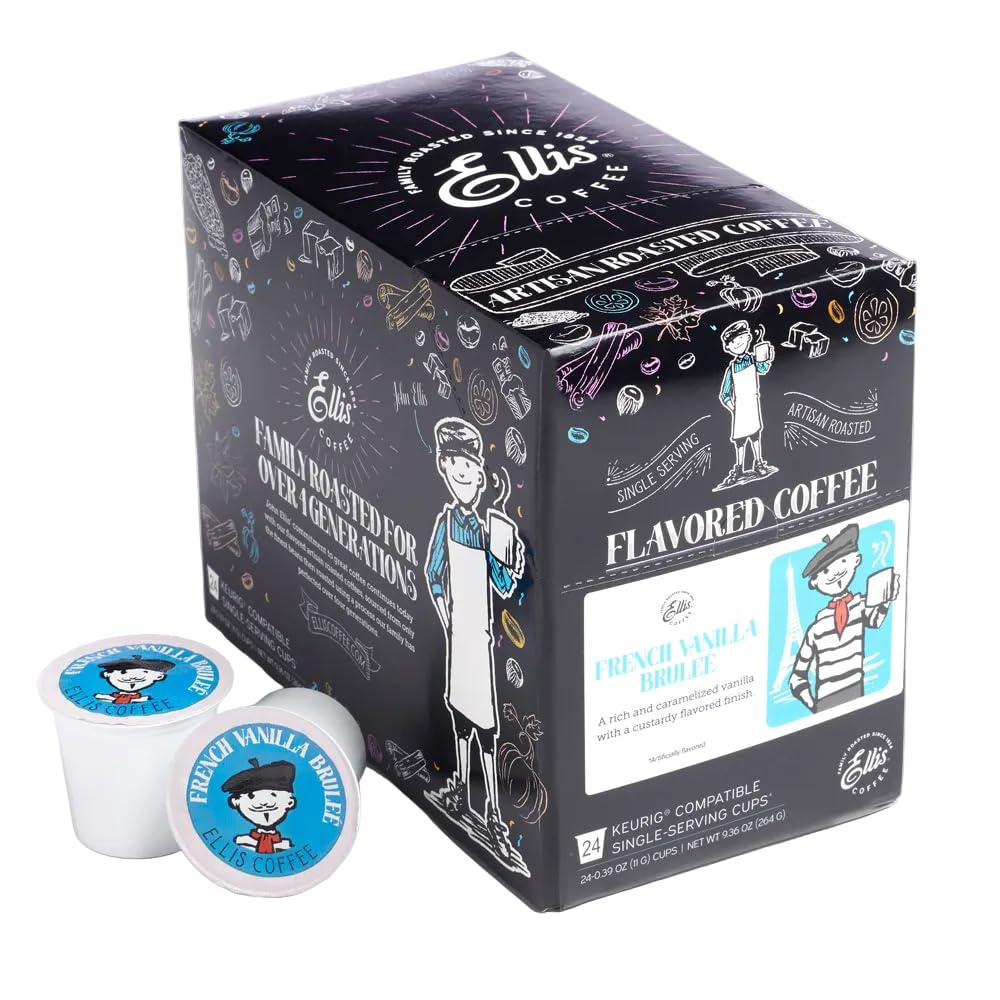 Ellis Coffee - French Vanilla Brulée - Single Serve Coffee Pods - For Use in Most K-cups and Keurig 2.0 Brewers - 24 Coffee Pods