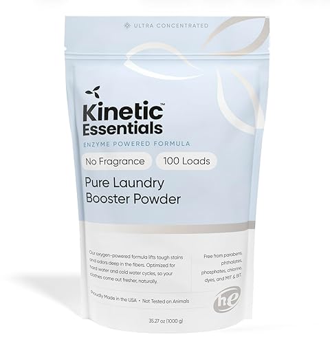 Kinetic Essentials Plant-Based Enzyme Laundry Booster Powder - Oxygen Boosting Powdered Laundry Additive for Stains & Odor - Boosts Detergent