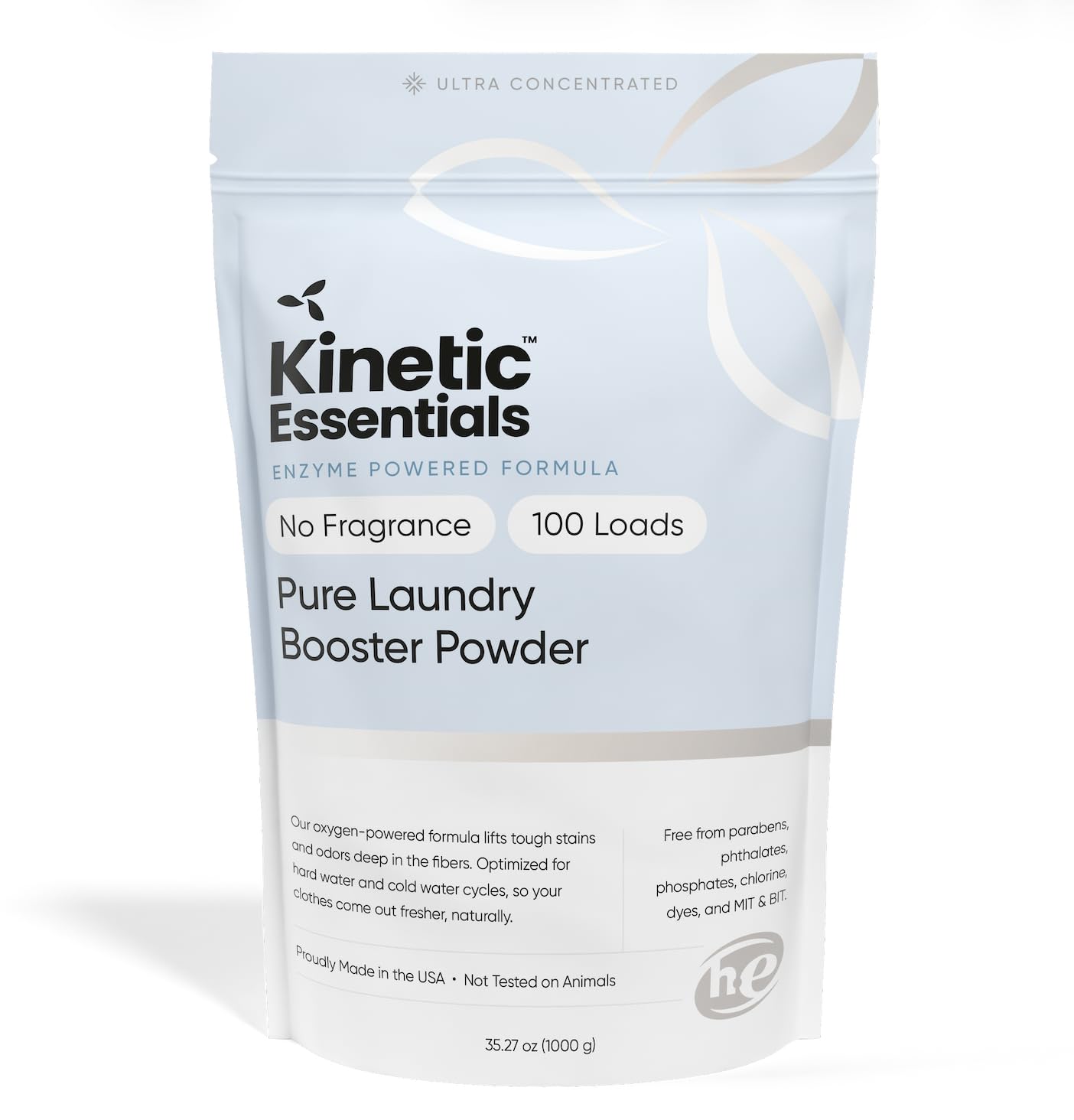 Kinetic Essentials Plant-Based Enzyme Laundry Booster Powder - Oxygen Boosting Powdered Laundry Additive for Stains & Odor - Boosts Detergent