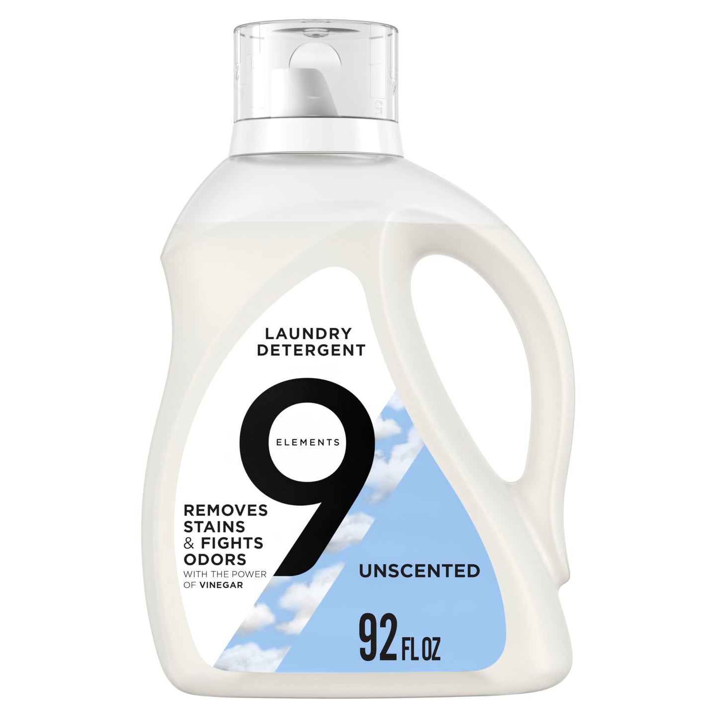 9 Elements Liquid Laundry Detergent, Unscented, Vinegar Powered, 92 fl oz, 1 count