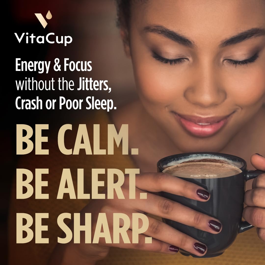 VitaCup Shroom Fuel, Mushroom Based Instant Coffee Alternative Packets, Mushroom Coffee Substitute w/Cacao, Cinnamon, Chaga, Lions Mane, & Maca