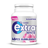 Extra White Bubblemint Chewing Gum Sugar Free Bottle 46 Pieces