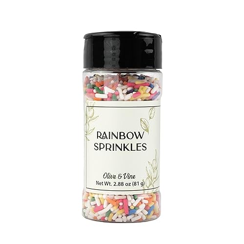 Olive & Vine Rainbow Sprinkles, Sweet & Colorful, For Baking & Desserts, Rich Tradition, Authentic Taste, For Global Recipes (2.88 Ounce)