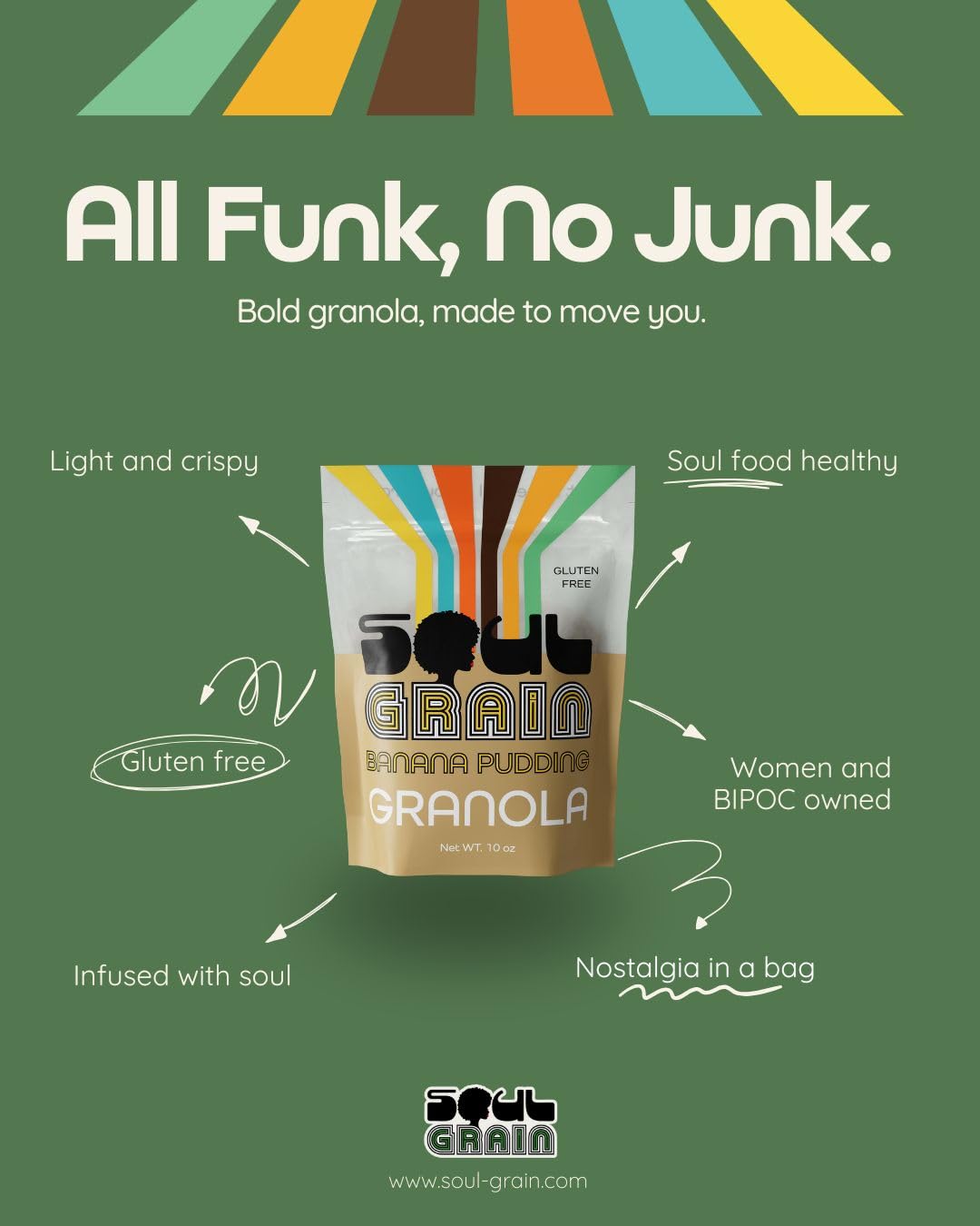 Soul Grain Banana Pudding Granola - 10oz Naturally Sweetened Hand-Crafted Gluten Free with Nostalgic Banana & Vanilla Flavor - Made with Amaranth