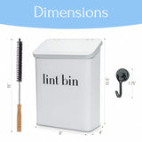 The Moda Collection Magnetic Laundry Lint Bin for Dryer | Wall-Mounted Small Trash Can for Laundry Room | Includes Magnetic Hook & Lint Brush |