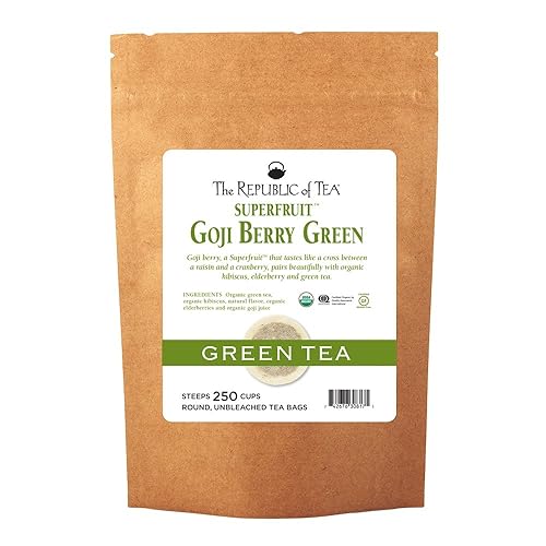The Republic of Tea Goji Berry Green Superfruit Tea, 250 Tea Bag Bulk, Antioxidant Goji Berry Tea