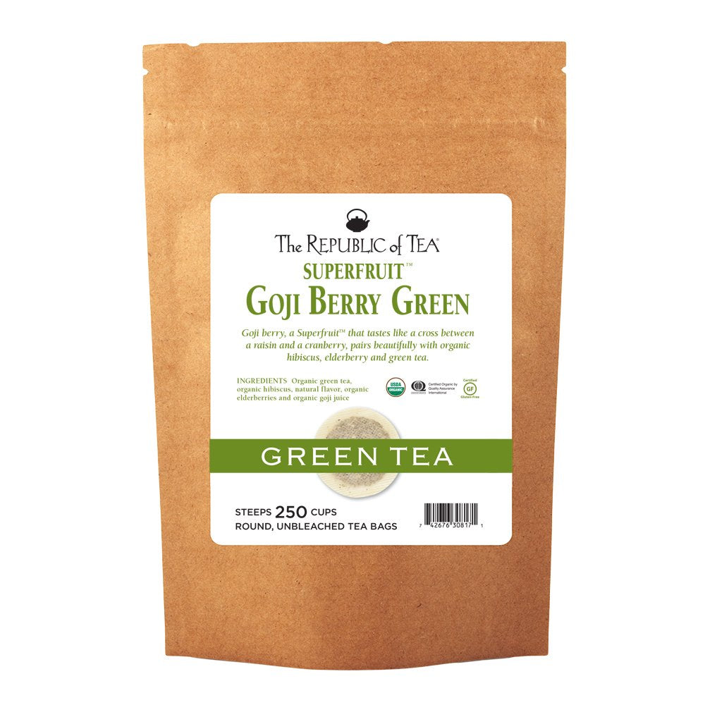 The Republic of Tea Goji Berry Green Superfruit Tea, 250 Tea Bag Bulk, Antioxidant Goji Berry Tea
