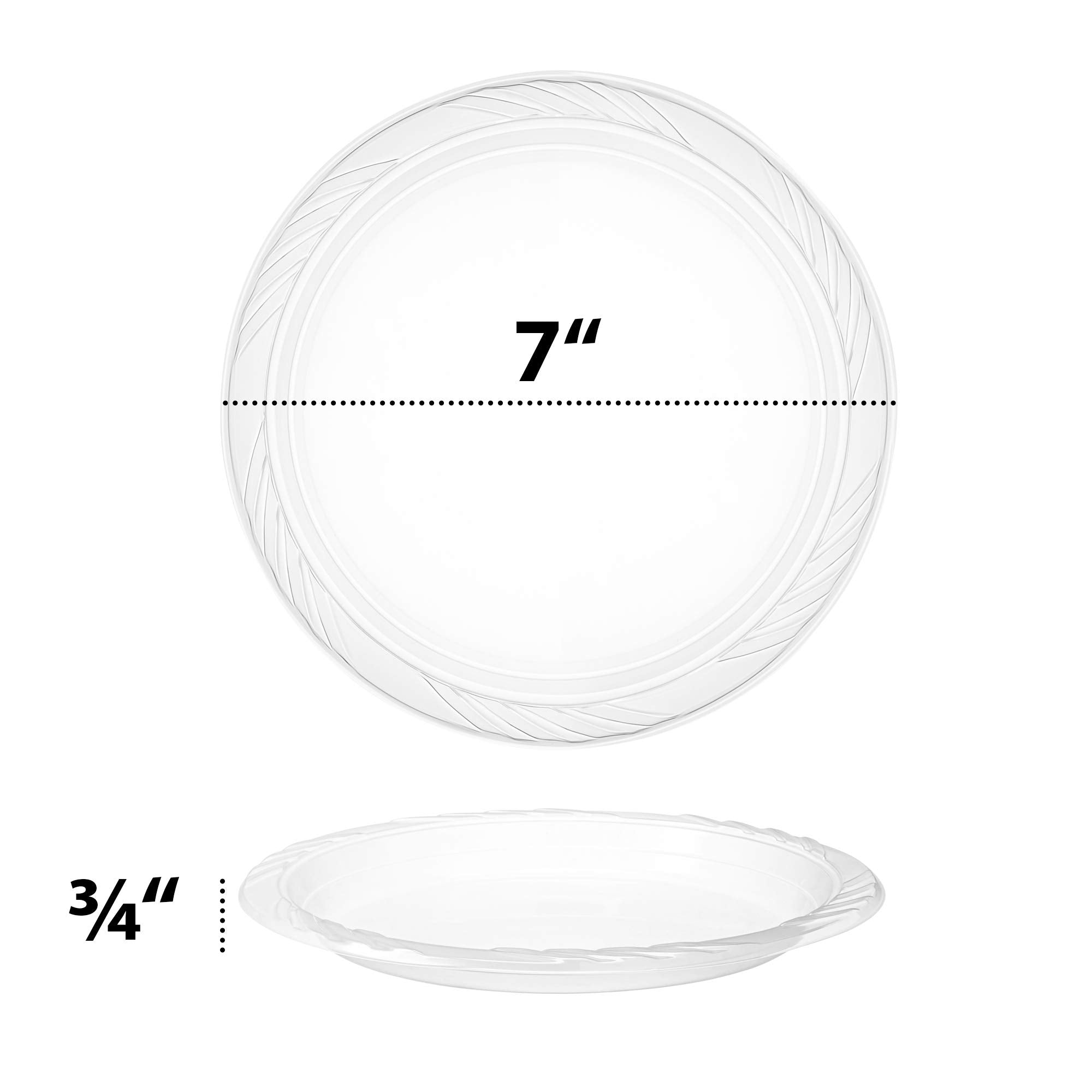 PLASTICPRO 7'' inch Premium Crystal Clear Disposable Plastic Party Plate Pack of 40