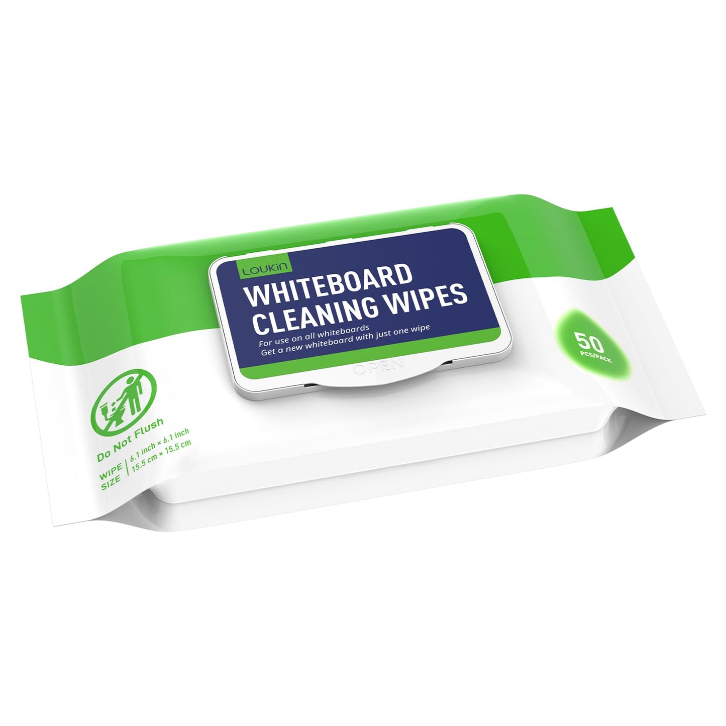 LOUKIN Dry Erase Wipes, Whiteboard Cleaning Wipes, Non-Toxic Cleaning Wipes for Whiteboard, 50 Wipes Per Pack