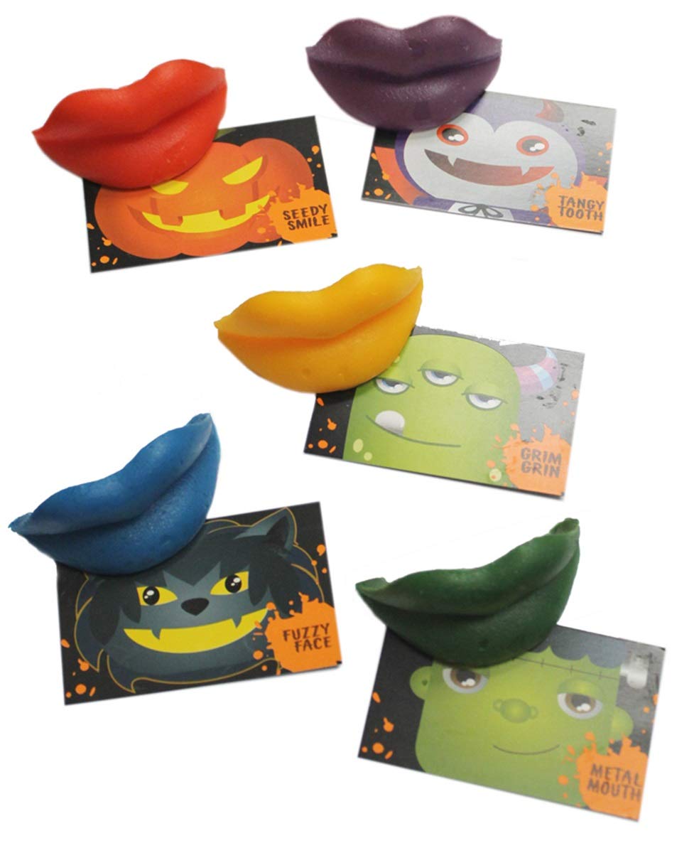 Wack-O-Wax Halloween Assorted Flavor Candy Wax Lips, Box of 24