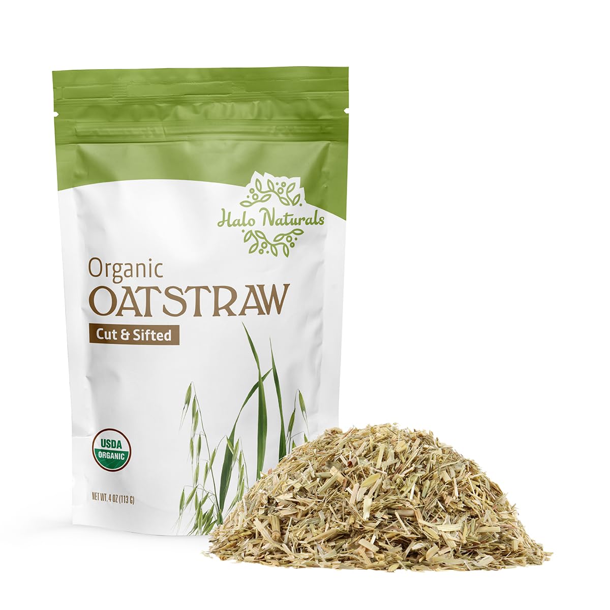 Halo Naturals Organic Oatstraw Cut & Sift, 4 Ounces, USDA Certified | Resealable Pouch| Packaged in The USA (Pack of 1)