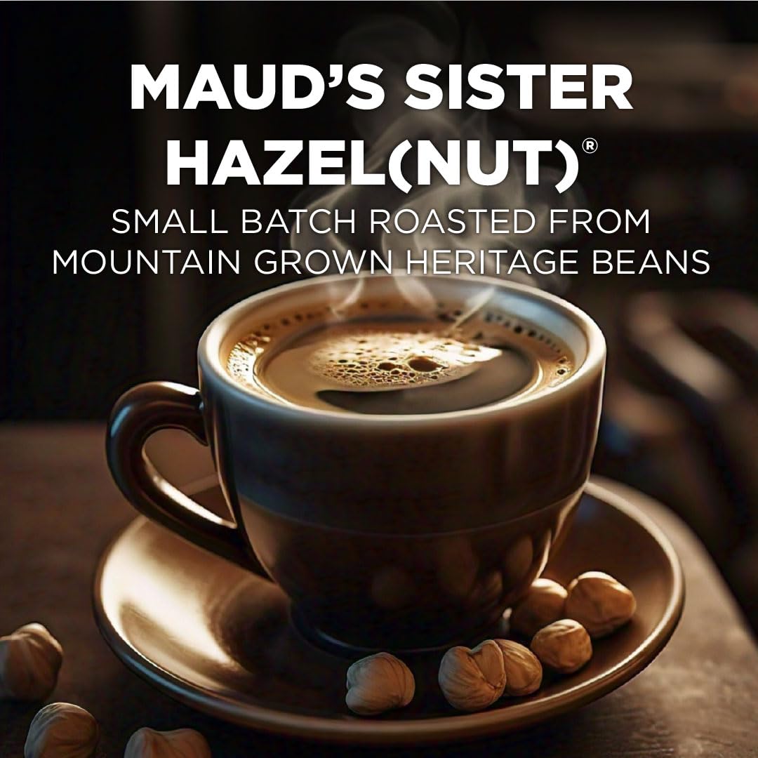 Maud's Sweet Hazelnut Flavored Coffee Pods, 18 ct, Medium Roast Flavored Coffee in Single Serve Pods - 100% Arabica Beans, Compatible with Keurig K