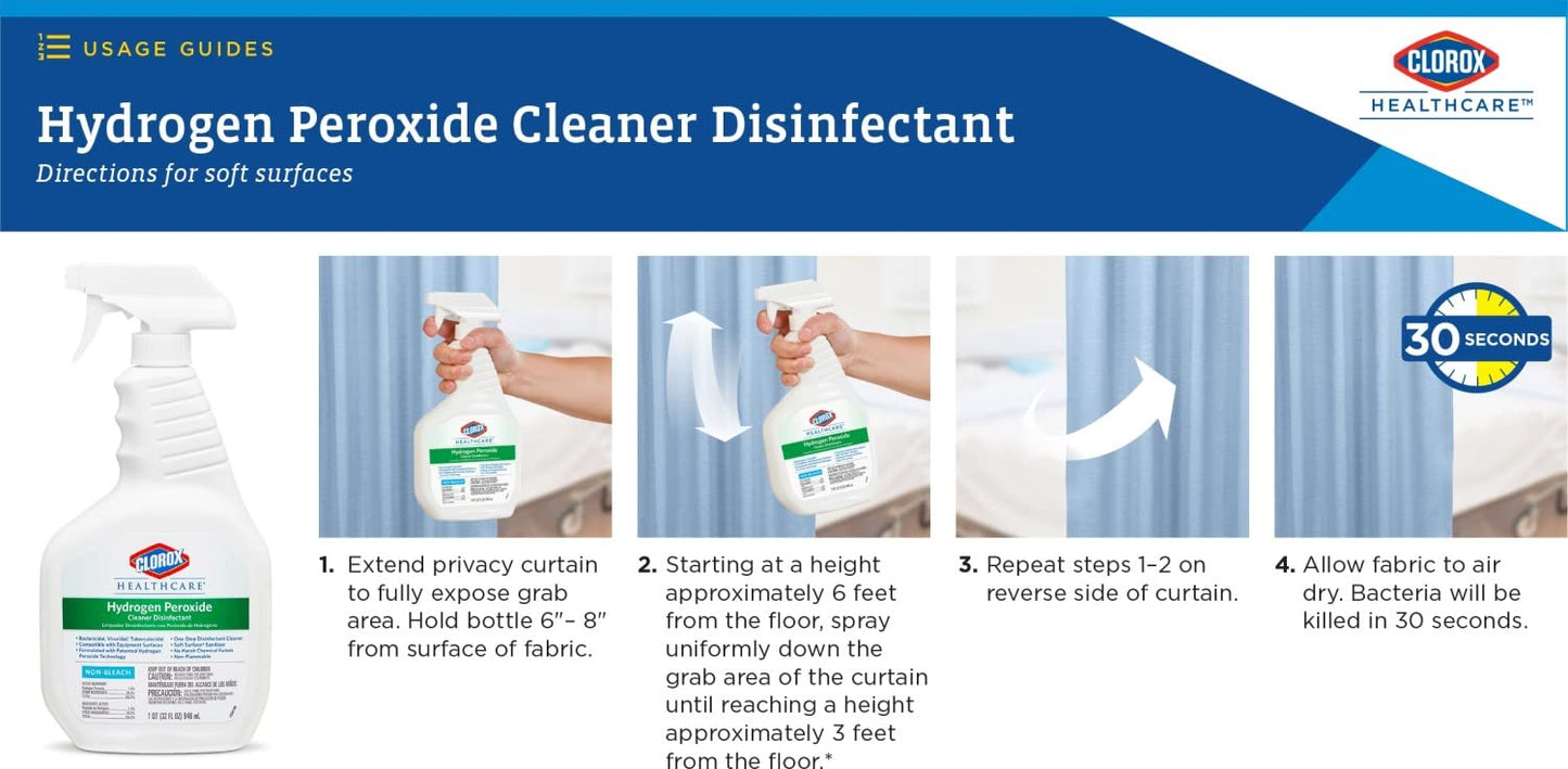 Clorox Healthcare Hydrogen Peroxide Cleaner Disinfectant, Bleach Free, 32 Fluid Ounces (Package May Vary)