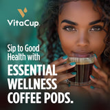 VitaCup Immunity Coffee Pods, Wellness Boost with Antioxidants, Echinacea, Probiotics, Vitamin C & D3, Medium Dark Roast, Single Serve Pod Compatible