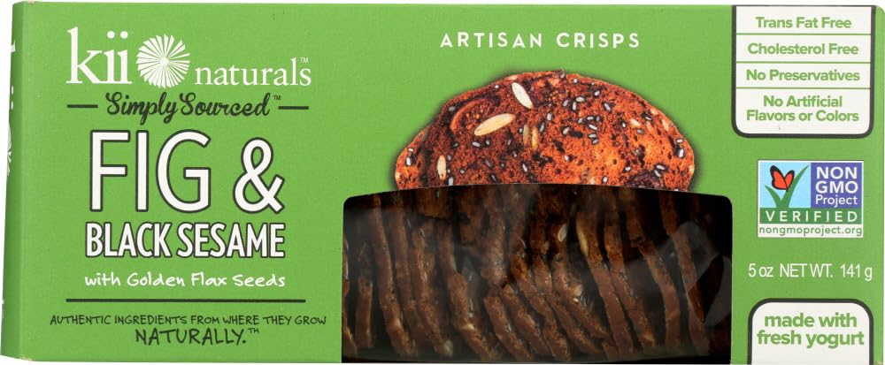 Kii Naturals Fig & Black Sesame Artisan Crisps 5 oz each (3 Items Per Order)