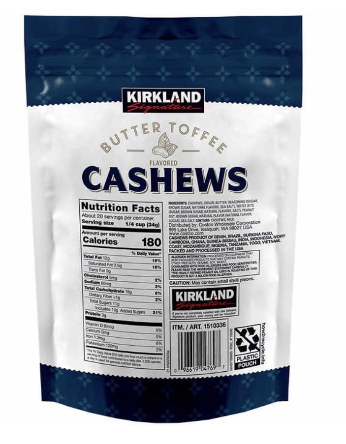 Butter toffee flavored cashews (2 bags)
