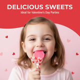 Valentine Red & Pink Heart Printed Lollipops - (Pack of 57) - Ideal for Valentine's Day Parties, Party Favors, Classroom Treats & Gift Bags