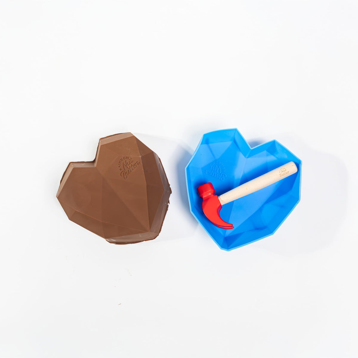 Rainbow Nut Butter Giant Breakable Heart DIY Dubai Chocolate Making Kit - Reusable Silicone Mold, Mini Hammer, Chocolate Wafers, Kanafeh, Pistachio