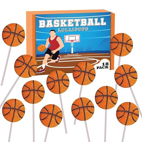 Basketball Candy Lollipops - 18 Count Individually Wrapped Suckers - Great for Basketball Party Favors - Sports Snacks - Basketball Goodie Bags - Team