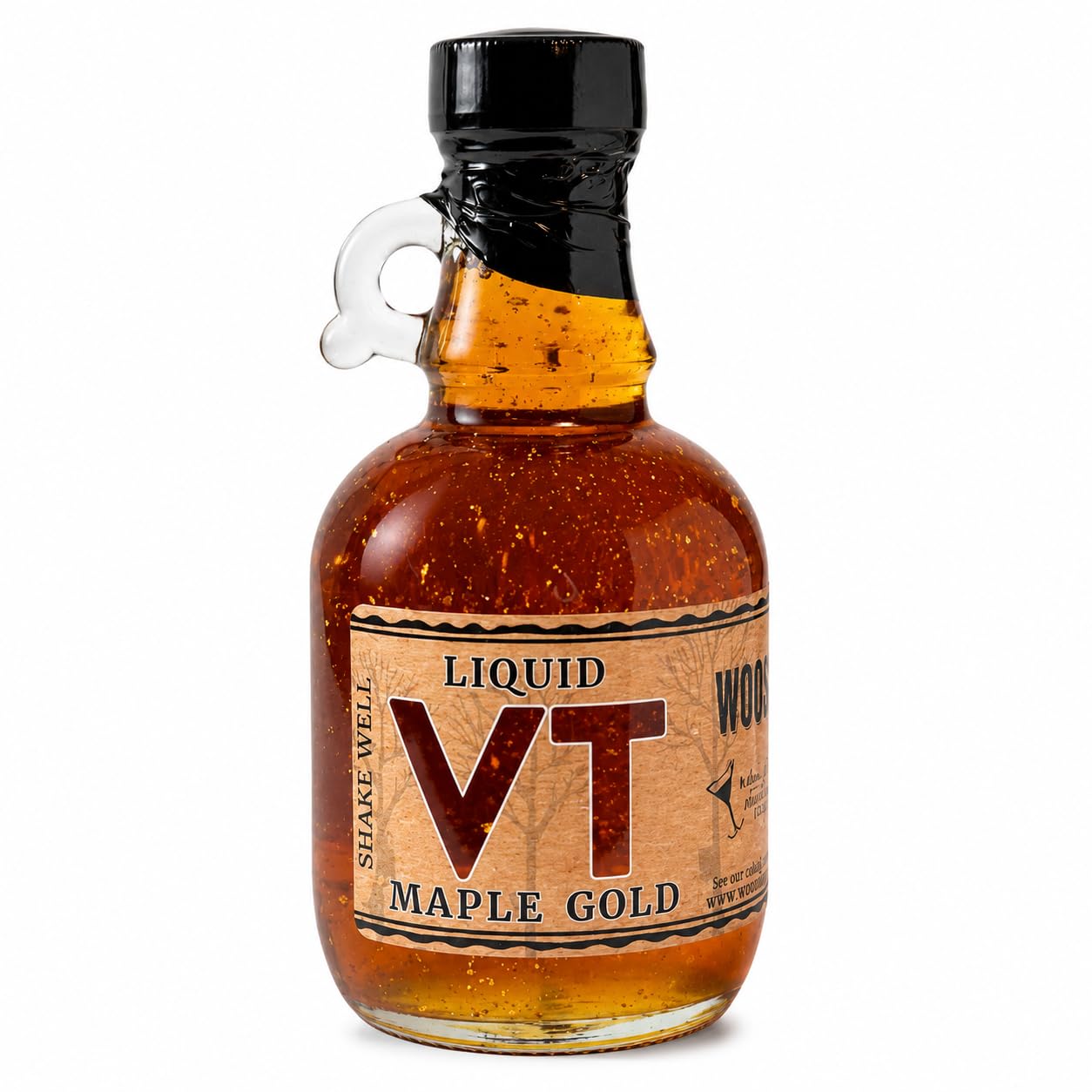 Wood’s Liquid Maple Gold - Vermont Maple Syrup with Real 24K Gold Flakes - Vegan, Plant-Based Sweetener - Small Batch, Artisanal, Luxury Syrup