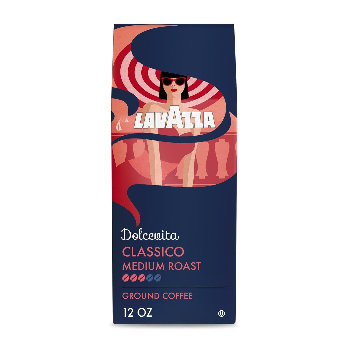 Lavazza Dolcevita Classico Ground Coffee 12oz Bag, Medium Roast, Rich and Full-bodied, Intensity 3/5, Arabica and Robusta, Ideal for Drip Brewers