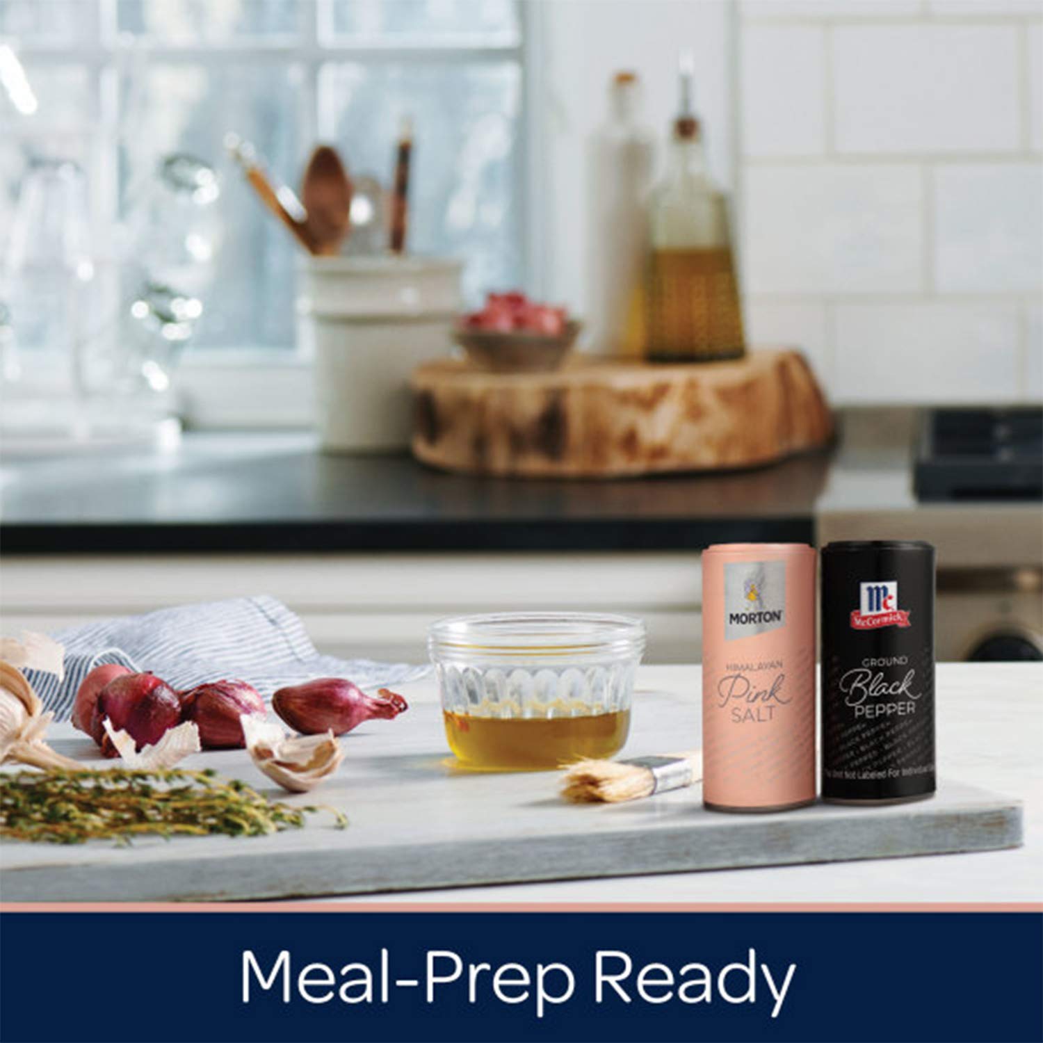 Morton Shaker Set - Himalayan Pink Salt (4 oz) & McCormick Ground Pepper (1.25 oz), 2-Piece Set for Cooking & Finishing
