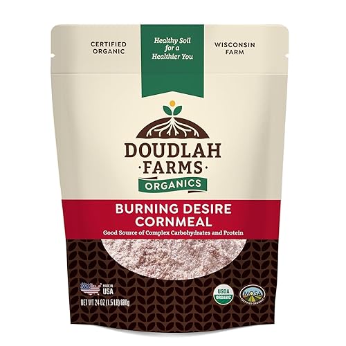 Organic Red Cornmeal Heirloom Red Dent Corn 1.5 lb - USDA Organic, Certified Clean, Non-GMO, Glyphosate Free - Biodynamic & Regeneratively Farmed