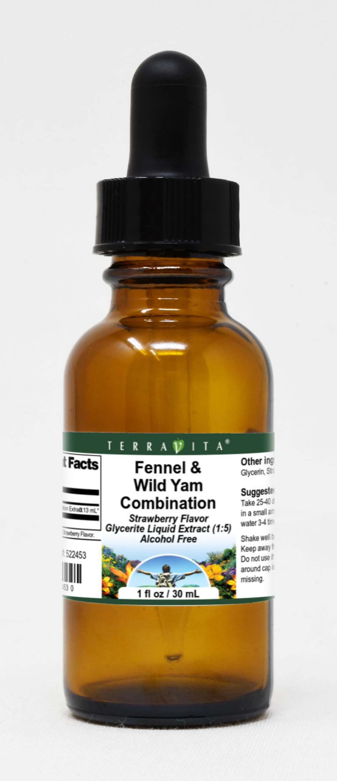 Fennel & Wild Yam Combination Glycerite Liquid Extract (1:5) - Strawberry Flavored (1 oz, ZIN: 522453) - 3 Pack