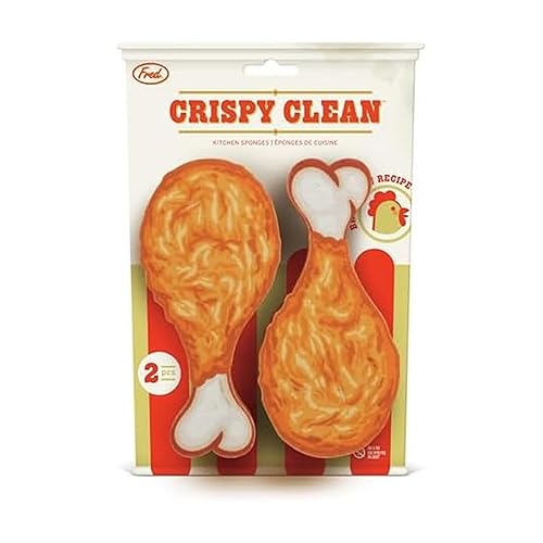 Genuine Fred Crispy Clean Fried Chicken Sponges, Set of 2, Durable Layered Sponges, Fun and Quirky Kitchen Accessory, Chicken Bucket Gift-Ready