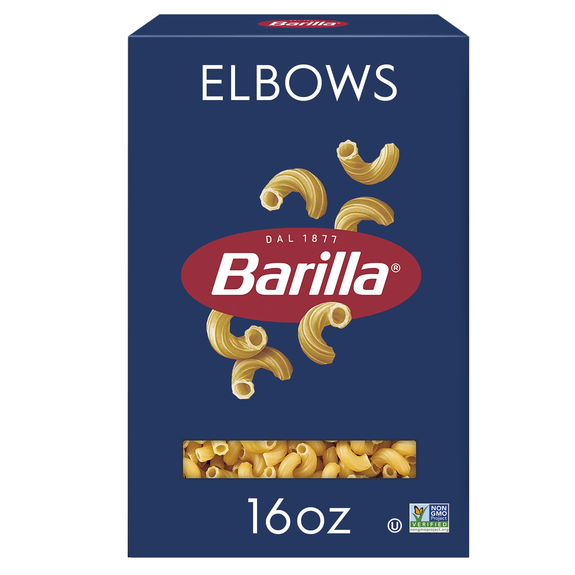 Barilla Elbows Pasta, 16 oz. Box - Non-GMO Pasta Made with Durum Wheat Semolina - Kosher Certified Pasta