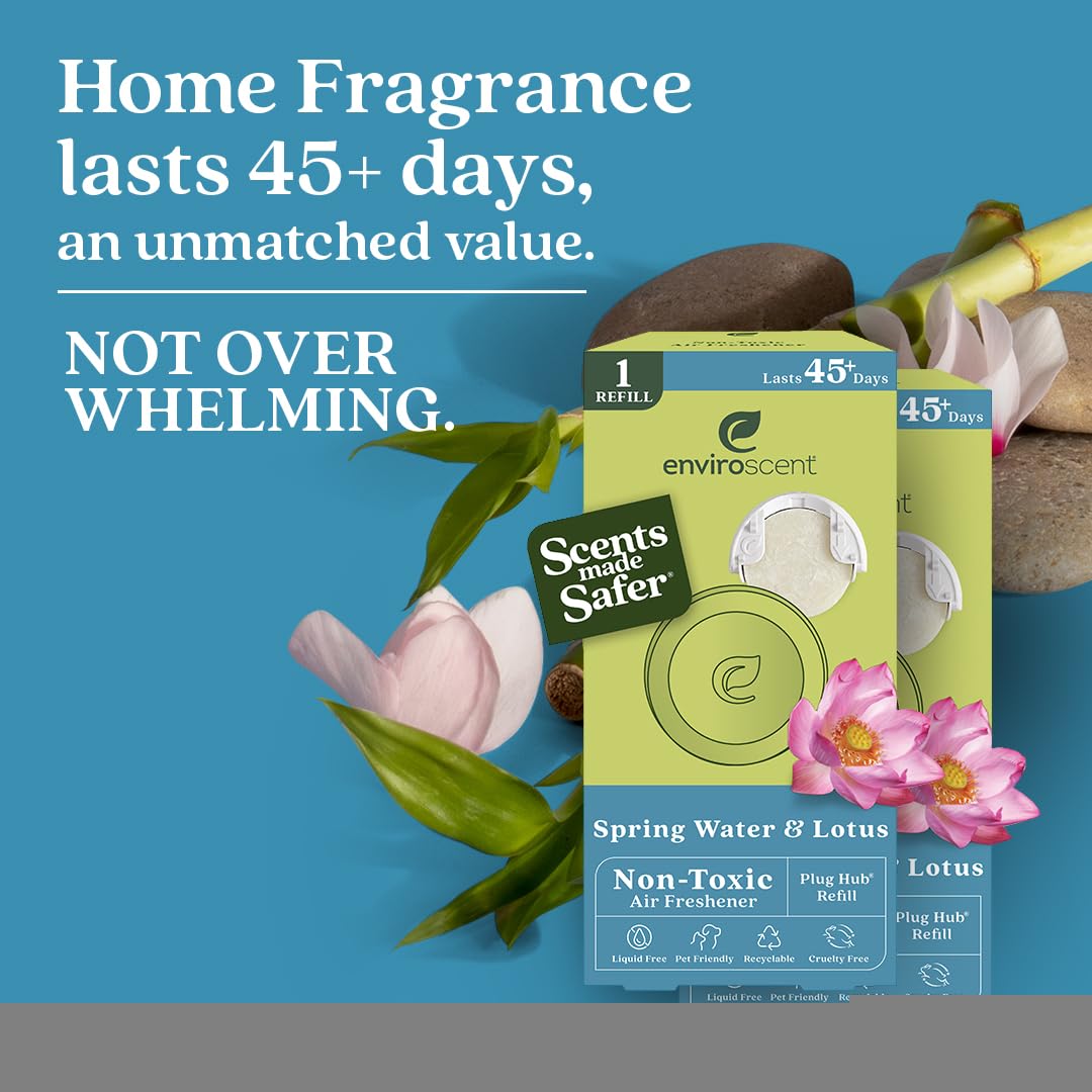 Enviroscent Non-Toxic Air Freshener Paper Refills - Compatible with Enviroscent Plug Hub® Warmer Kit - Home Fragrance Lasts Up to 90 Days - Spring
