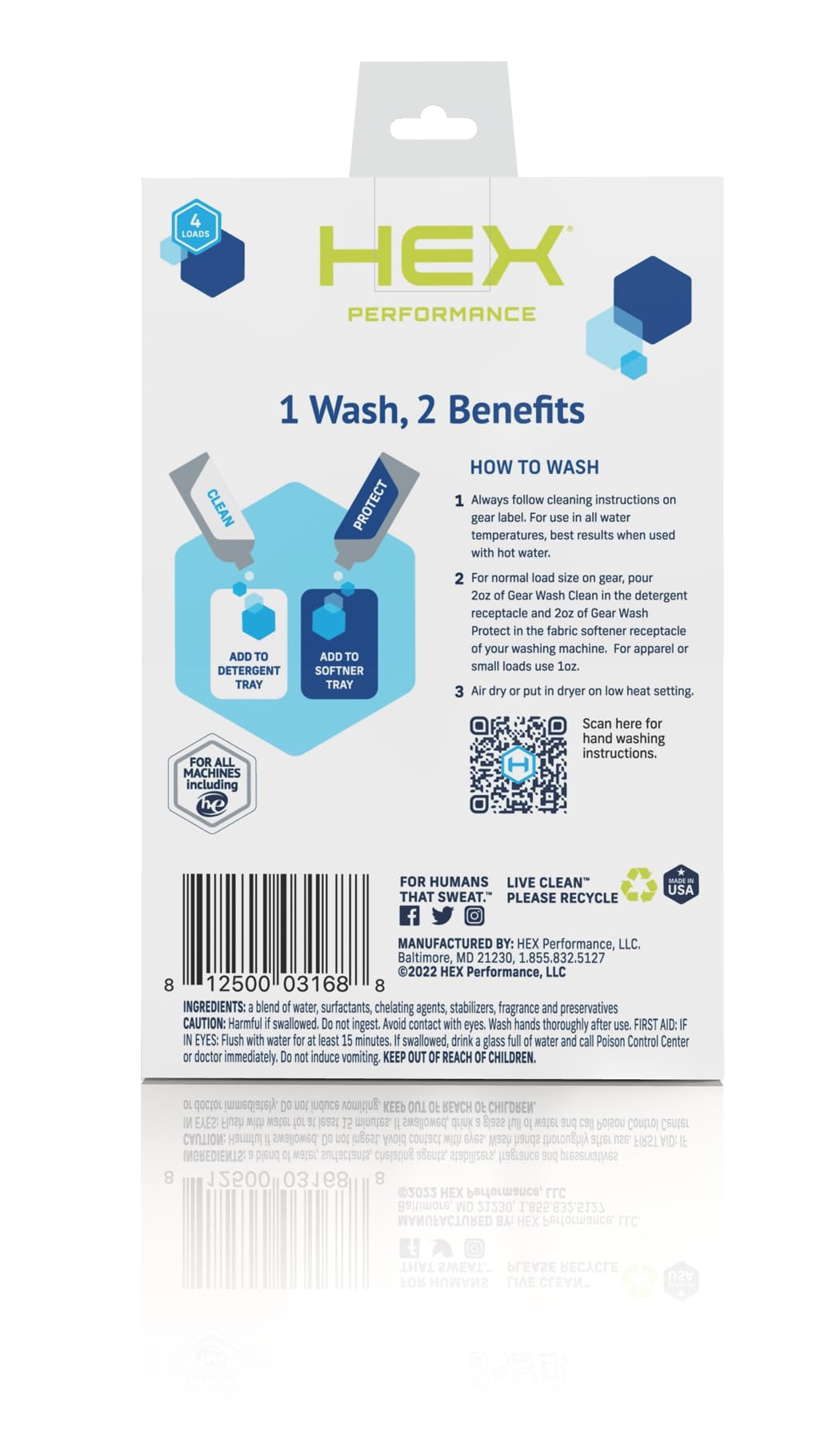 HEX Performance Sport Scent Dual Action Gear Wash, 4oz - Designed for Lacrosse Pads, Hockey Gear, Football Pads, Boxing Gloves, Compression Apparel