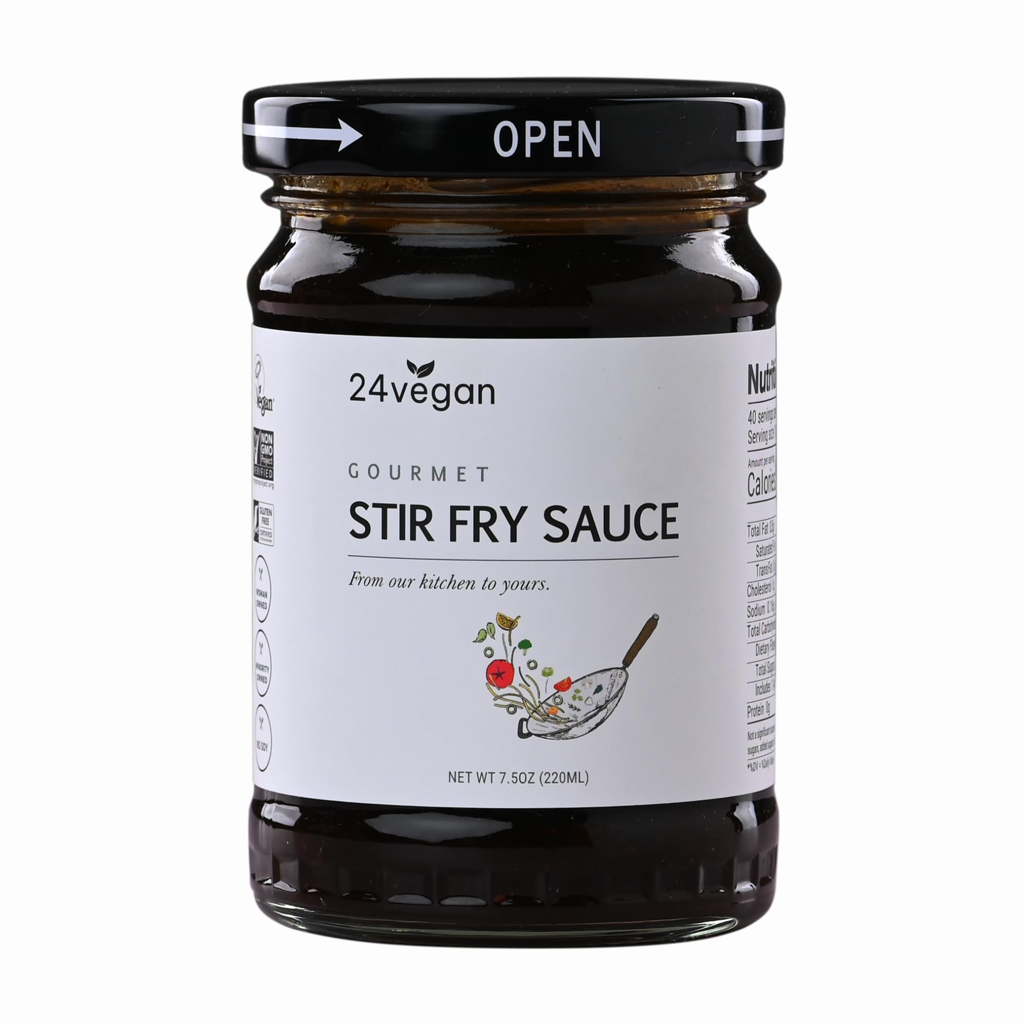 24Vegan - All Natural Vegan Stir Fry Sauce for Cooking and Dipping | Gluten Free, Non-GMO, No MSG Added, 7.5 oz