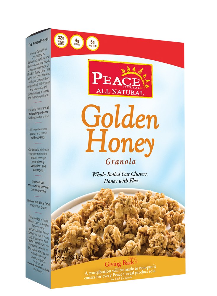 Peace Cereal Golden Honey Granola, Oat Clusters with Flax, 15-Ounce Boxes (Pack of 6)