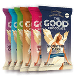 The Good Chocolate - Keto Chocolate Variety Pack, Zero Sugar, Lower Net Carb Snack, Lower Calorie Chocolate Candy Variety Pack, 6 Flavors, 6 Bar Value