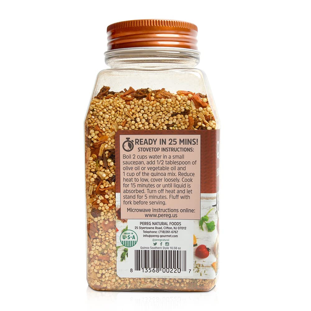 Pereg Southern Smoked Style Quinoa (10.58 Oz x 6 Pack) Ancient Superfood Quinoa Grains, Fibers, Protein & Iron | Flavored w/Dried Veggies, Paprika & Garlic, Prewashed Quinoa, Gluten-Free & Non-GMO