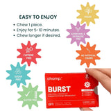 Chomp Gums BURST Chewing Gum, Sugar-Free with Vitamin B12 & C, Caffeine Free, Gluten-Free, Aspartame & Sucralose Free, Cherry Lime Flavor (1 Pack)