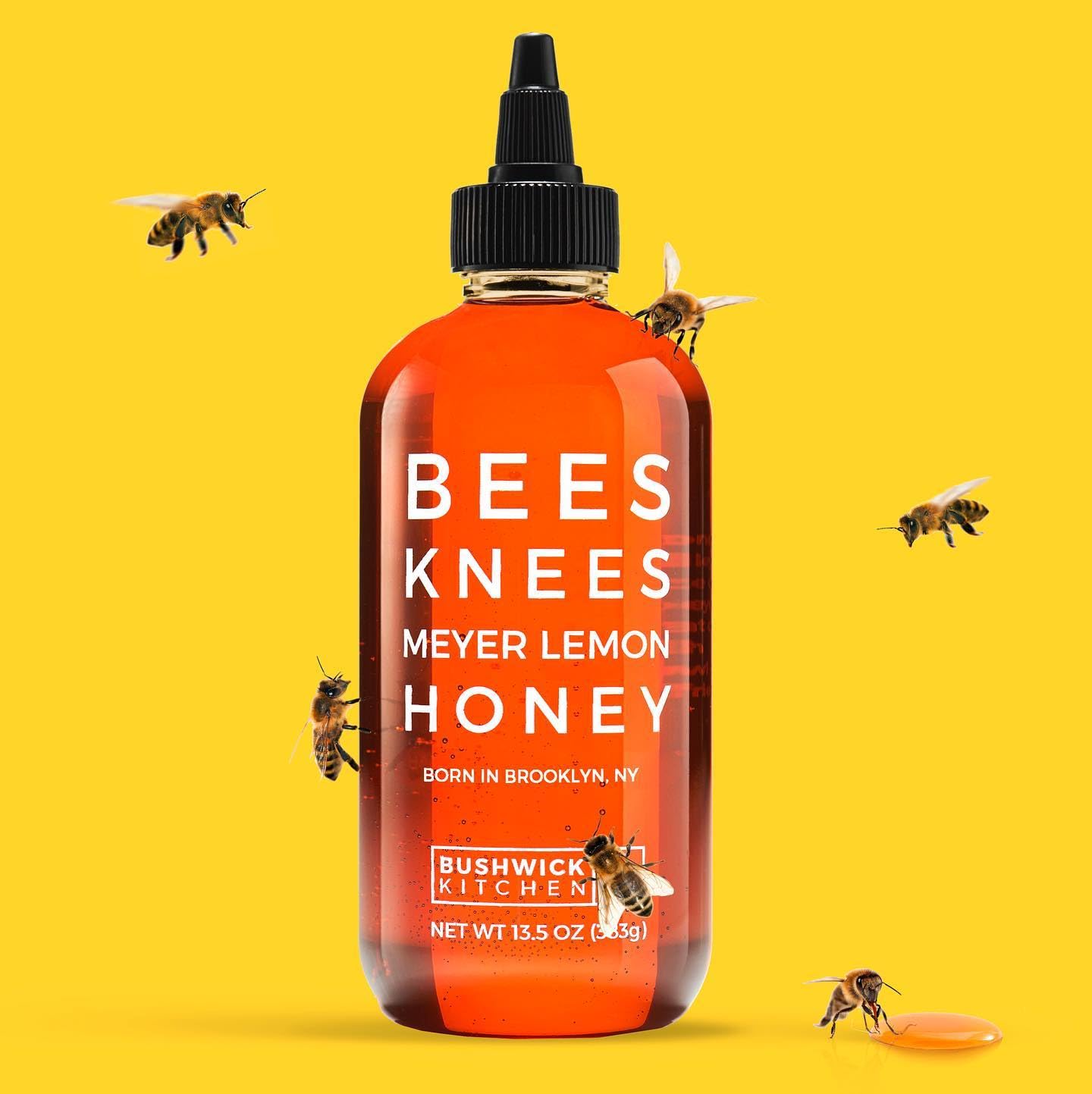 Bees Knees Meyer Lemon Honey - Made in USA Raw Honey Infused with Citrus for Tea, Yogurt & Baking - Bright & Smooth Flavor - 12.5oz