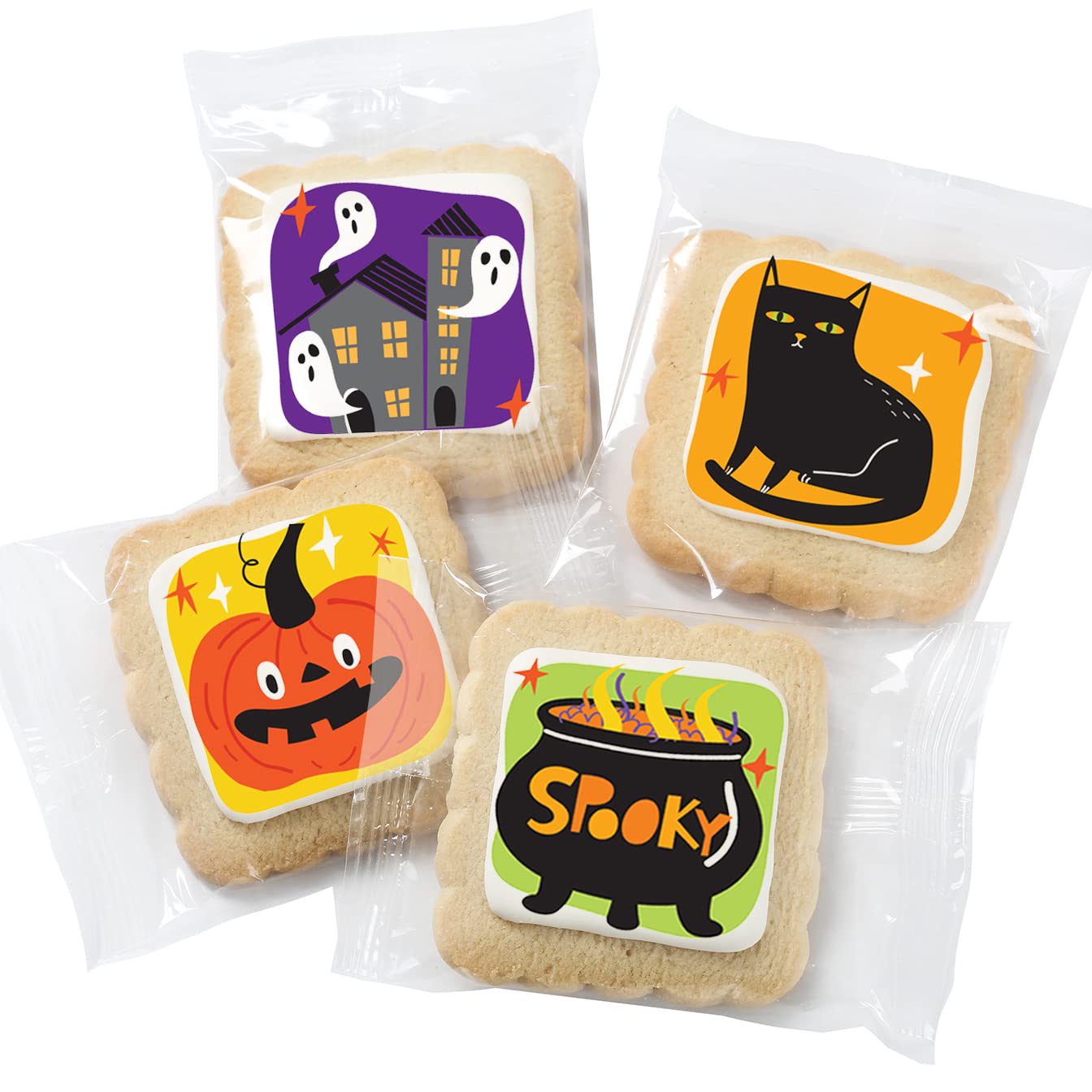 Halloween Cookies 12 Pack Gift Basket | INDIVIDUALLY WRAPPED Decorated Sugar Cookies Treats | Pumpkin Ghosts Scary | Peanut & Nut Free