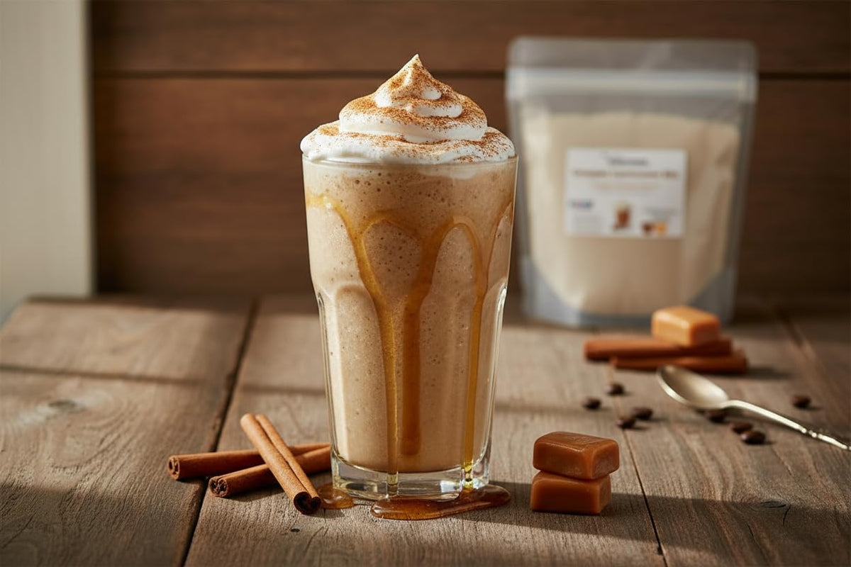 YANKEETRADERS French Toast Cappuccino Mix, Instant Powder, Cinnamon Maple Vanilla Espresso Flavor, Hot or Iced, 5 Lb Bulk