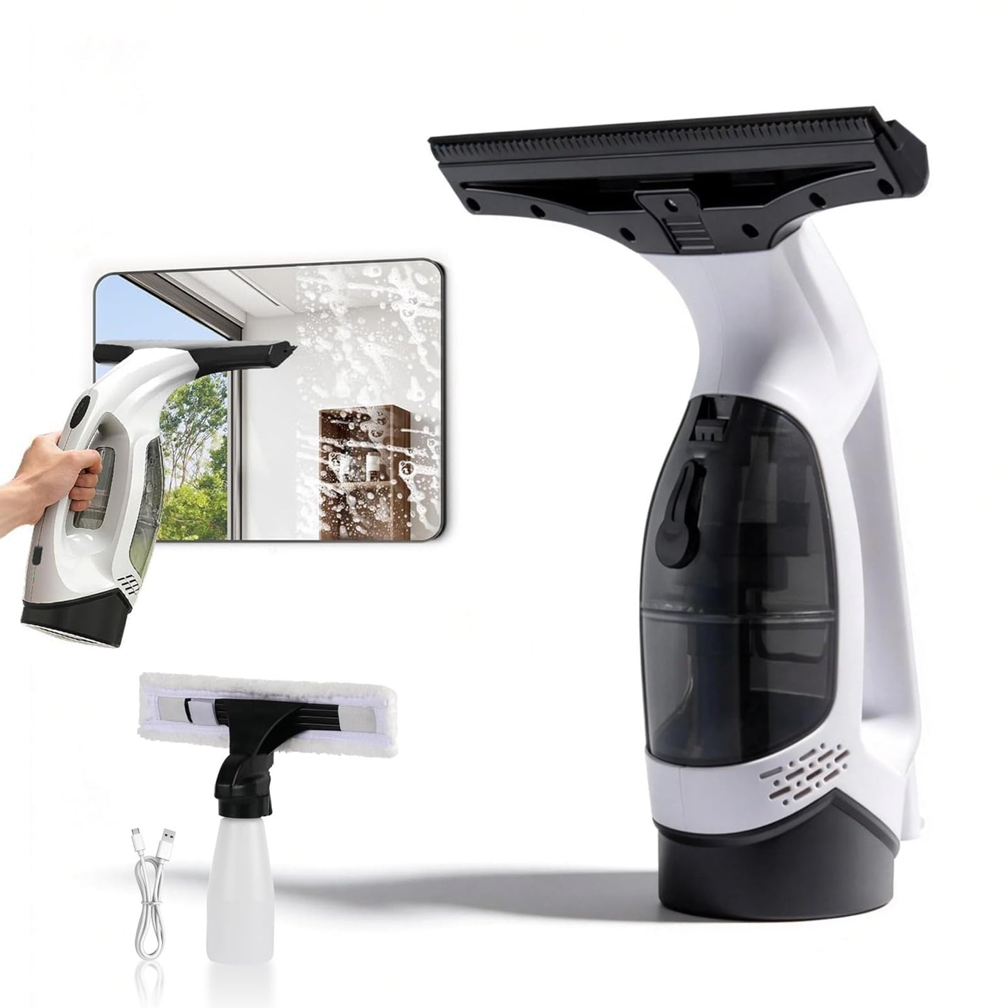 XHalvaen Electric Window Vacuum Squeegee Cordless, 2000Pa Electric Window Cleaner Tool Set, Rechargeable Window Vac, Window Squeegee Electric Cleaning