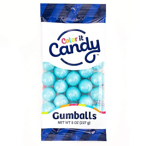Color It Candy Shimmer Powder Blue 1 inch Gumballs 8 Ounce Peg Bag - Perfect For Table Centerpieces, Weddings, Birthdays, Candy Buffets, & Party